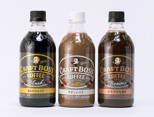 サントリーコーヒー クラフトボス ブラック、ラテ、ブラウン 500mlペットボトルのイメージ